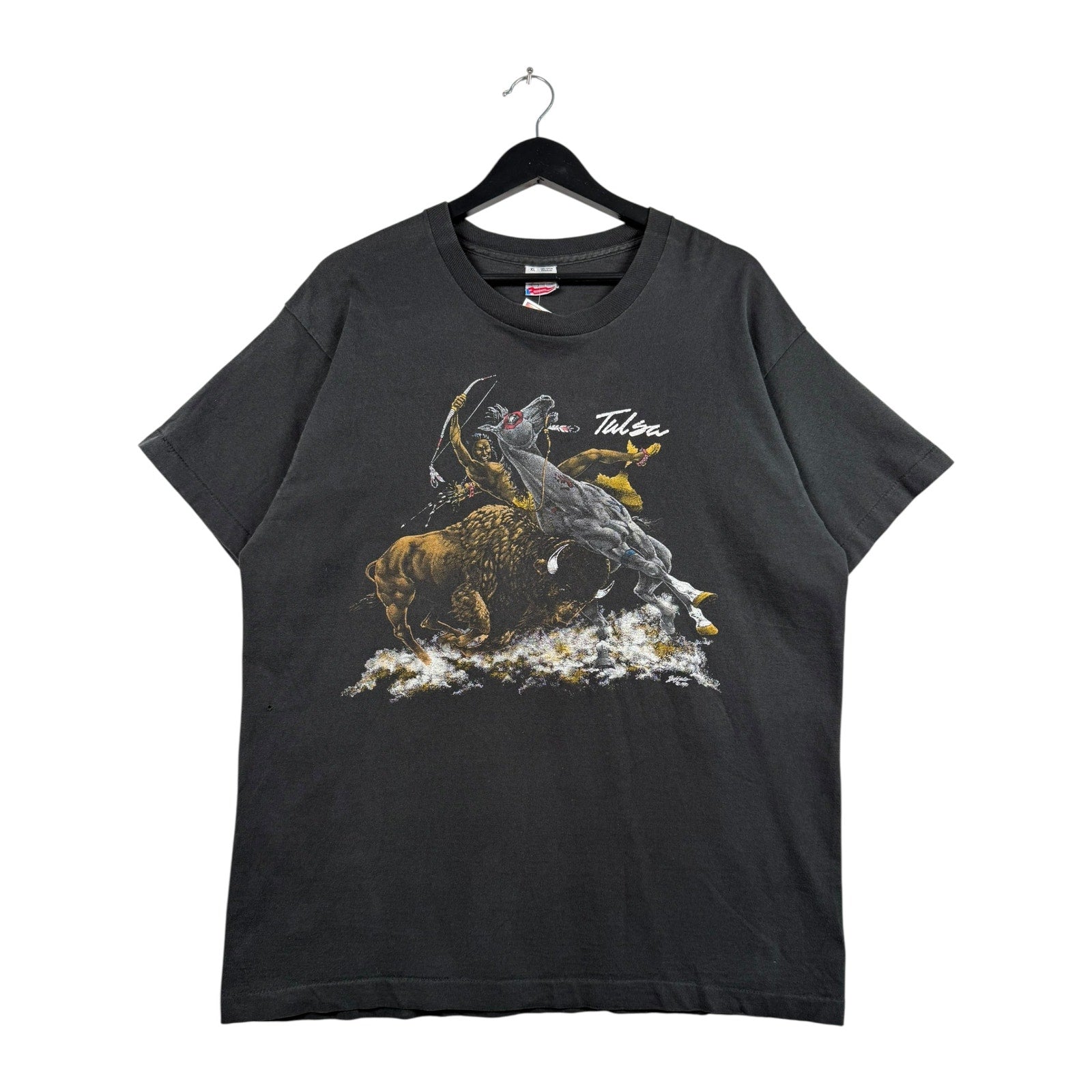 Vintage Native American Buffalo Horse Tulsa Art T-Shirt