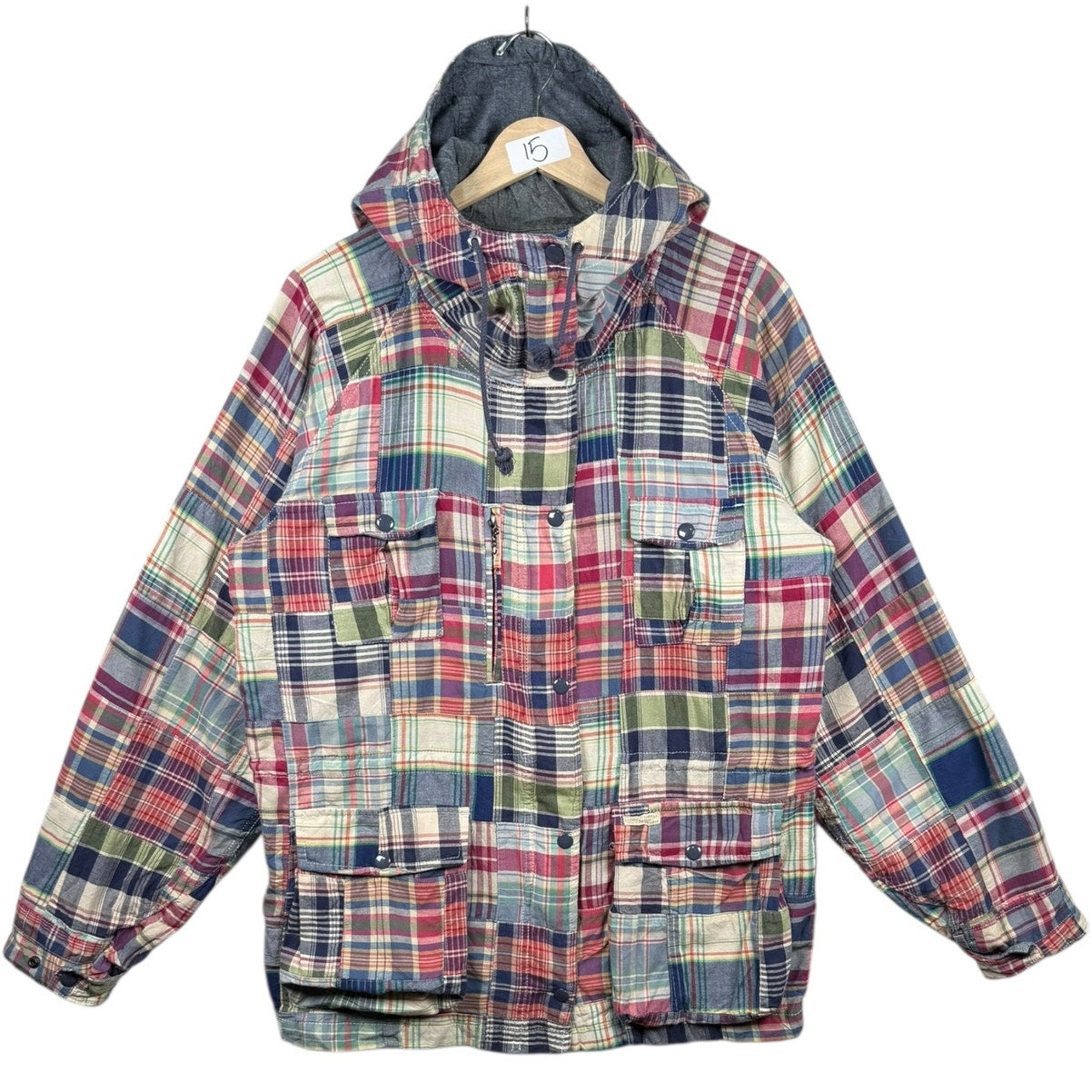 Vintage Ralph Lauren Plaid Patchwork High Neck Hoodie