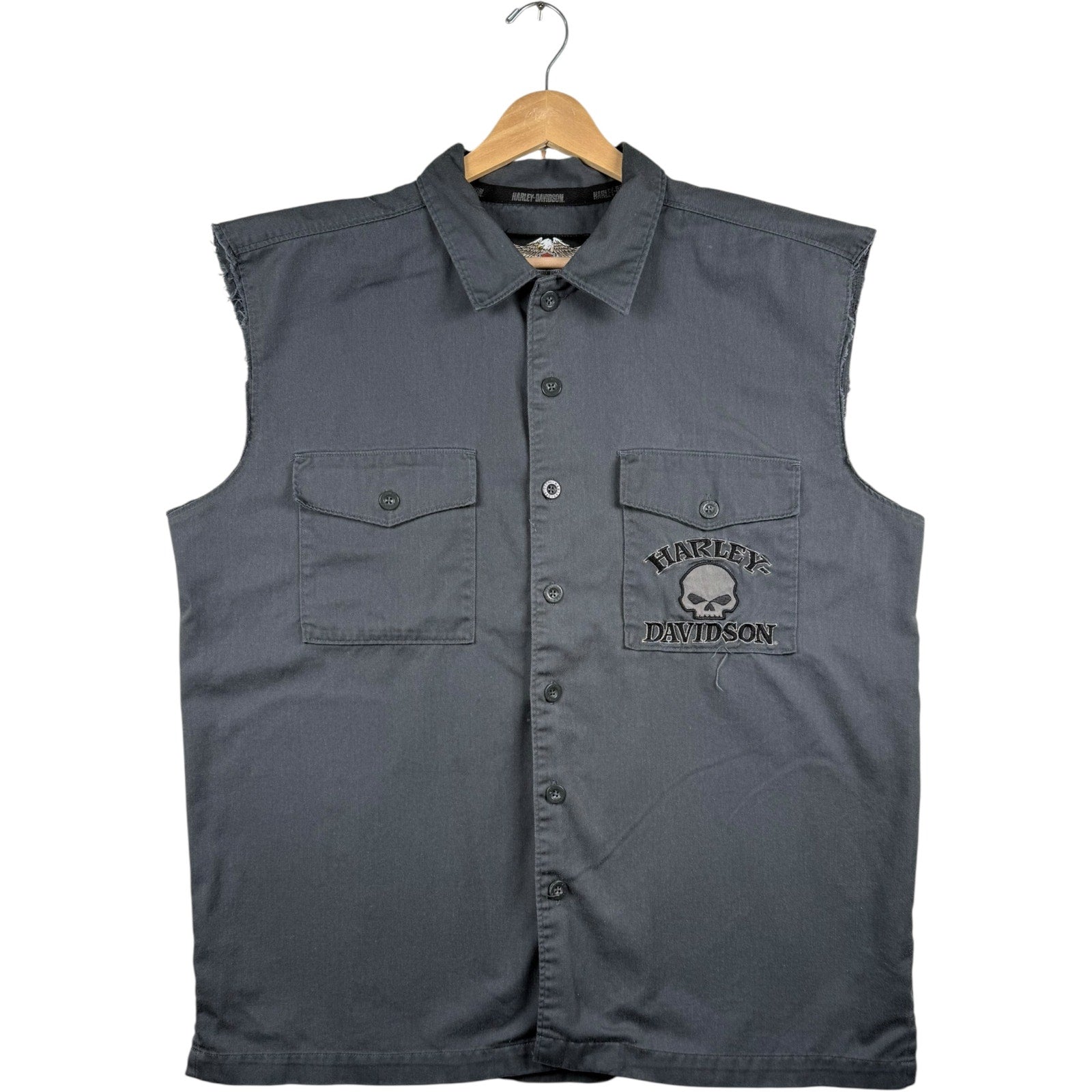 Vintage Biker Harley-Davidson Embroidered Skull Vest