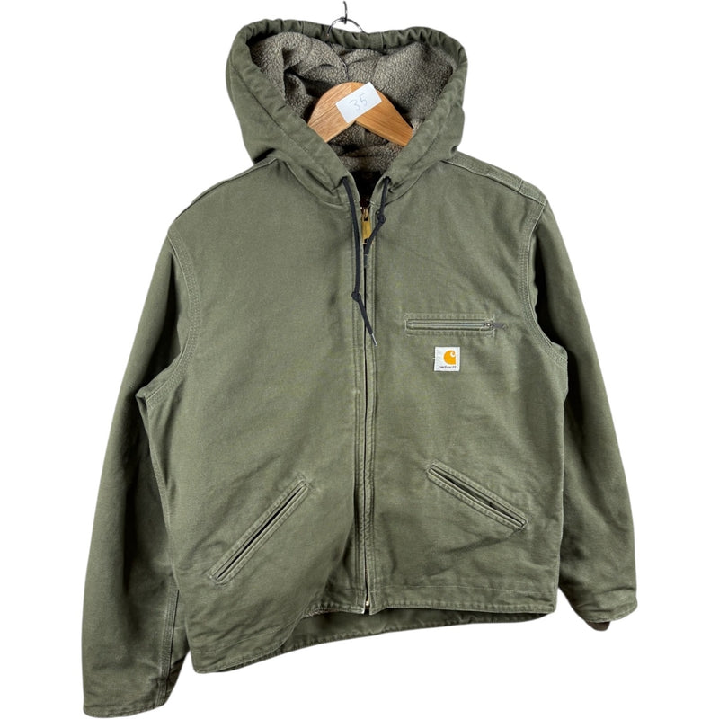 Vintage Carhartt Sherpa Lined Full Zip Hooded Workwear Jacket