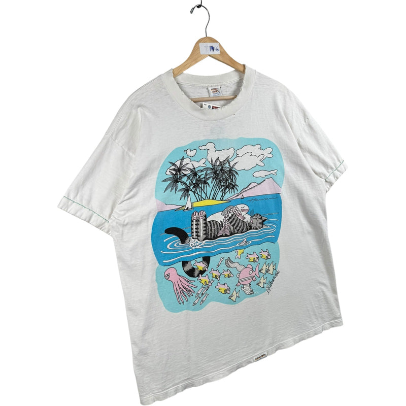 Vintage Hawaii Cat Tropical Beach T-Shirt