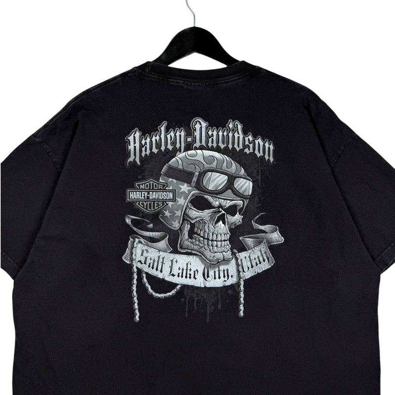Vintage Harley Davidson Salt Lake City Skull Pocket T-Shirt
