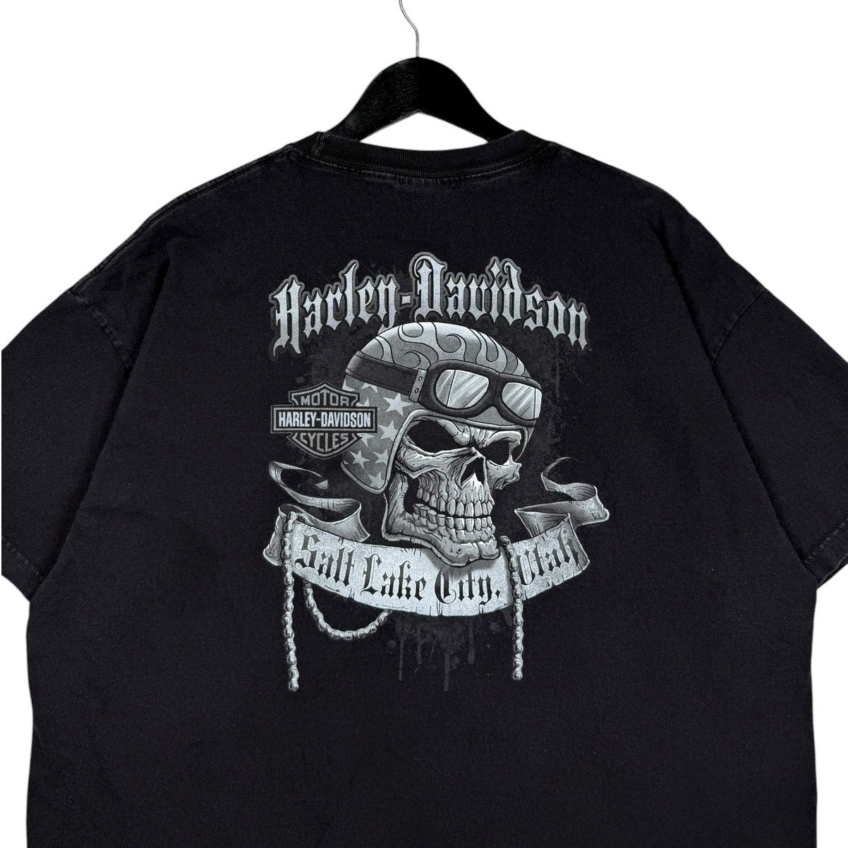 Vintage Harley Davidson Salt Lake City Skull Pocket T-Shirt