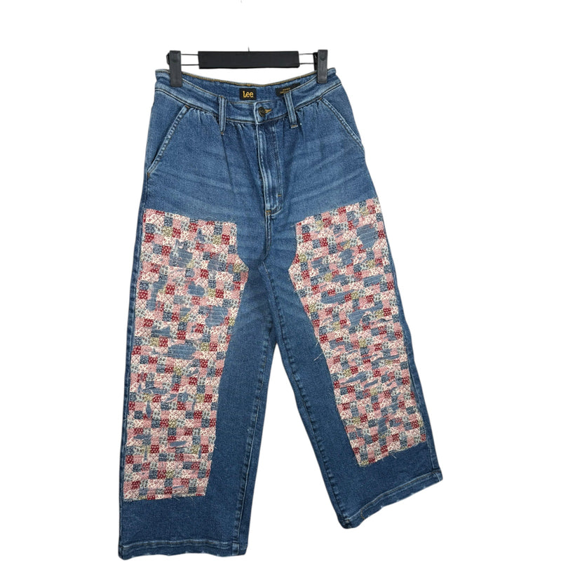Vintage Lee Patchwork Wide Leg Denim Jeans 28
