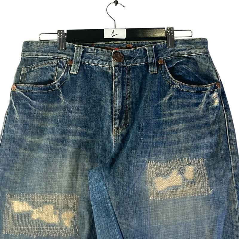 Vintage Nippon Blue Distressed Raw Hem Denim Shorts 34