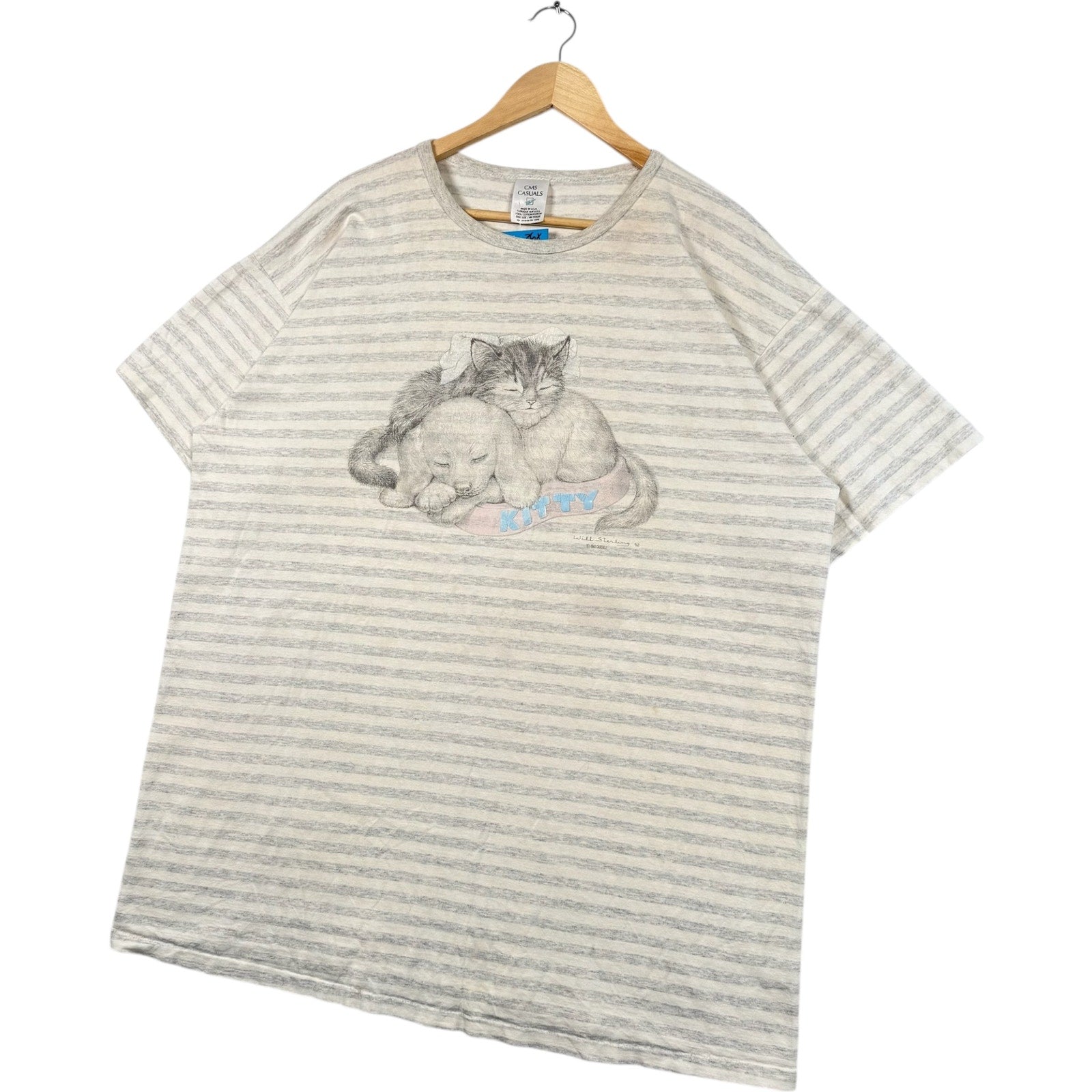 Vintage Kitty And Dog Sleeping Tee
