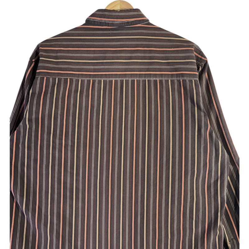 Vintage Irreverent Striped Button Up Long Sleeve Shirt