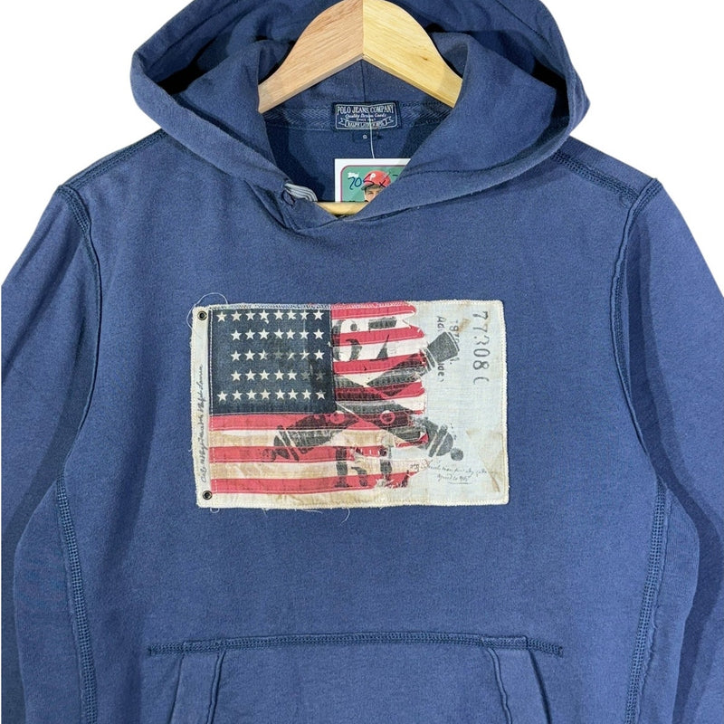 Vintage Polo Jeans Ralph Lauren Distressed Flag Hoodie