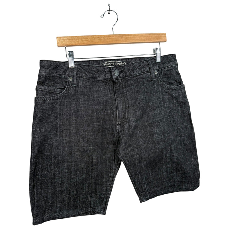 Vintage Studded Straight Leg Denim Jean Shorts 36