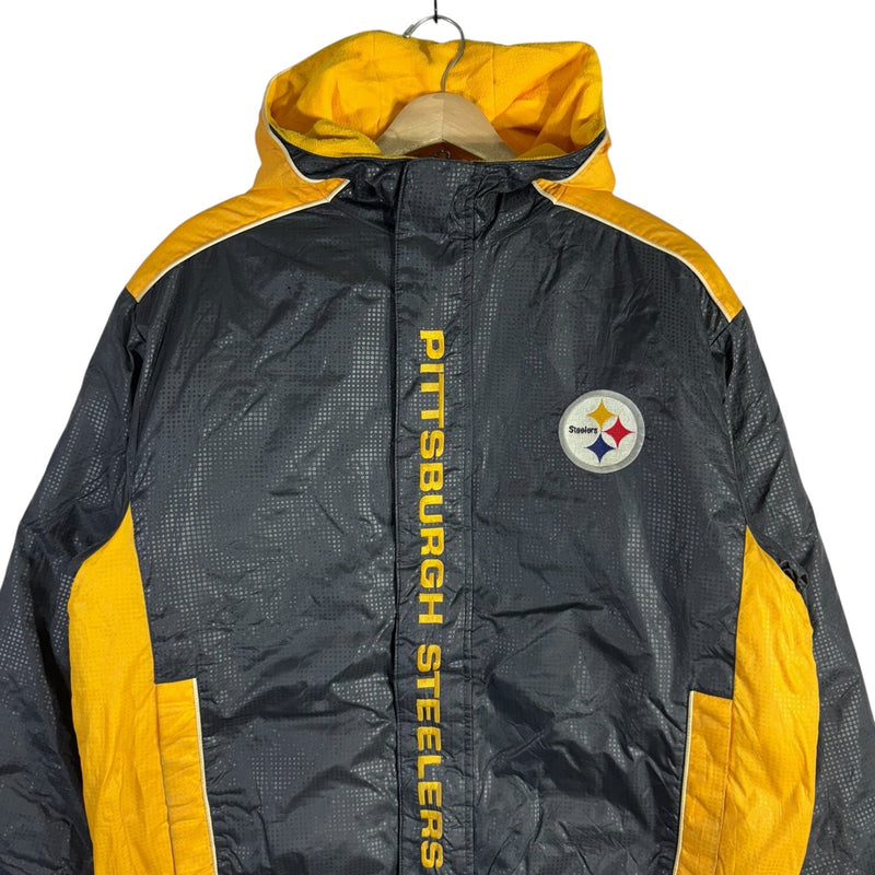 Vintage Pittsburgh Steelers Logo Hooded NFL Puffer Jacket