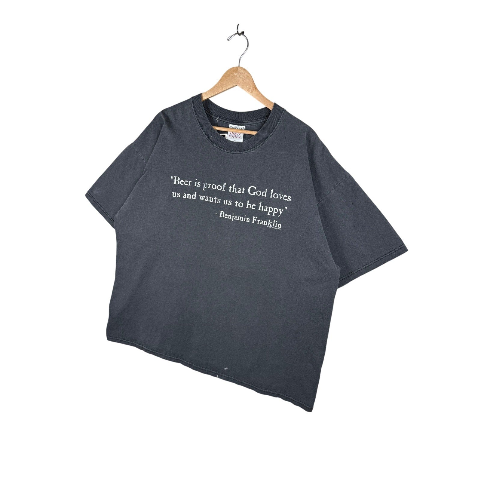 Vintage Benjamin Franklin Beer Quote T-Shirt