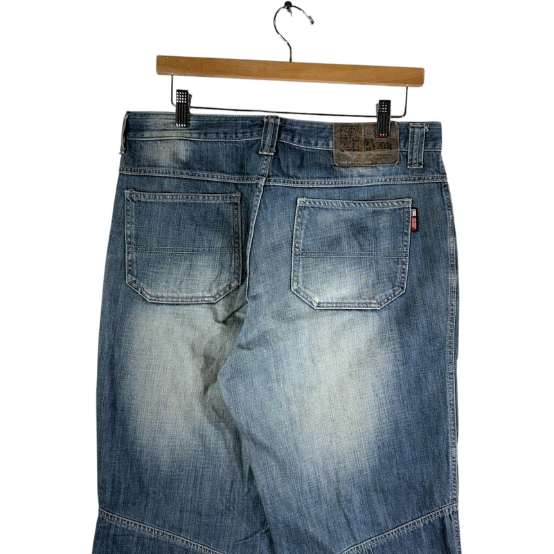 Y2K FUBU Faded Wide Leg Denim Jeans 34x32
