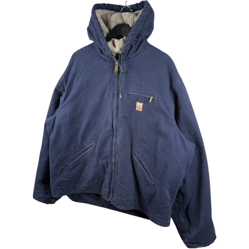 Vintage Carhartt Sherpa Lined Full Zip Hooded Workwear Jacket