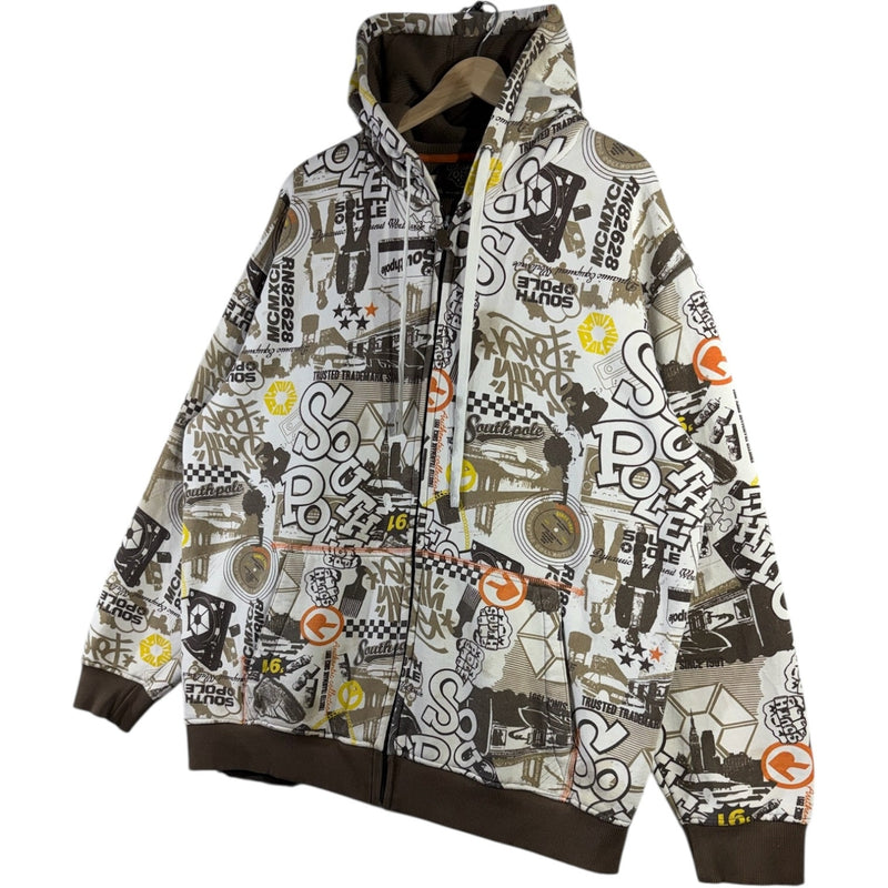 Vintage Southpole All Over Print Graffiti Full Zip Hoodie
