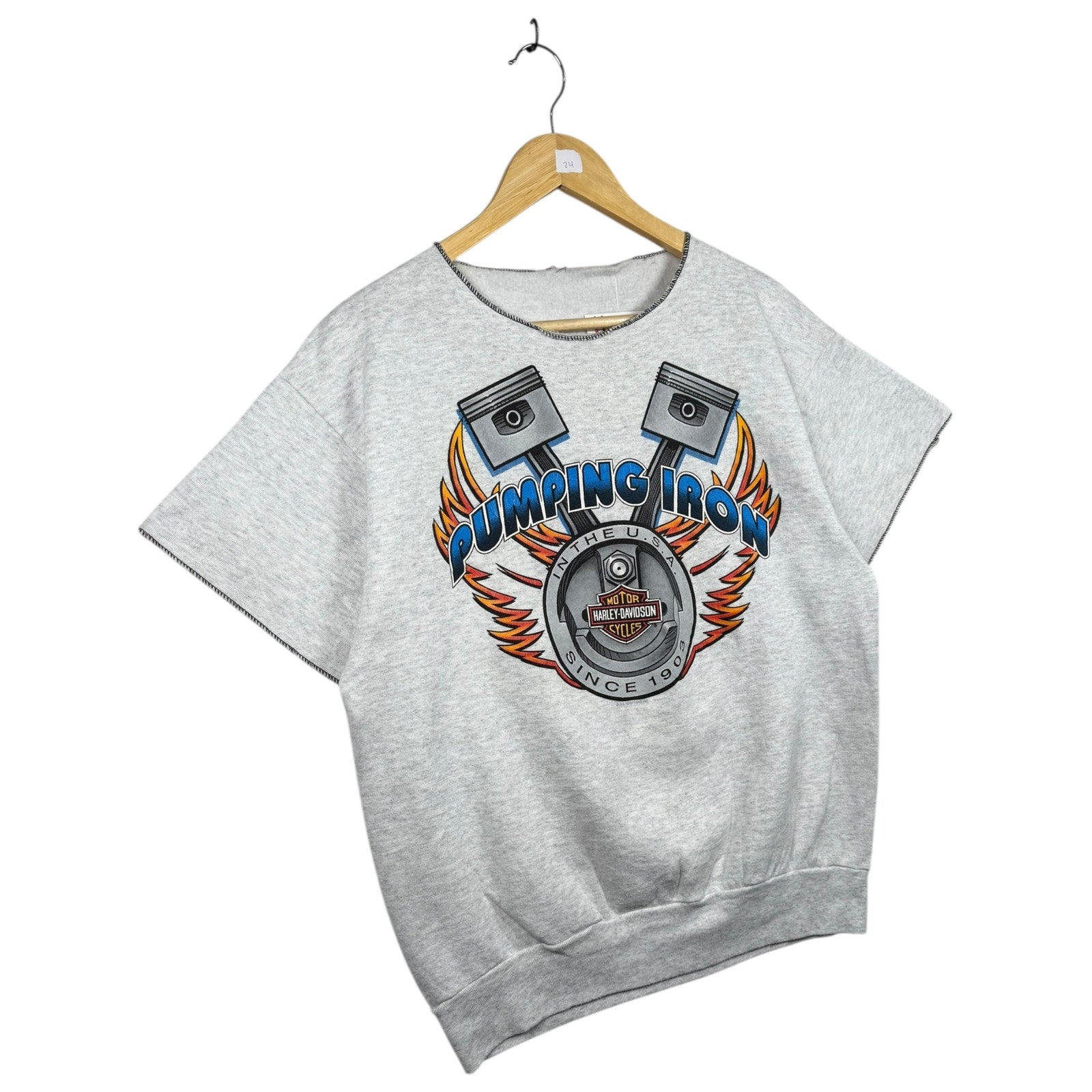 Vintage Harley Davidson Eagle Graphic Short Sleeve Sweatshirt