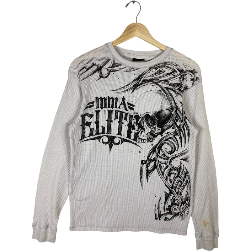 Vintage MMA Elite Skull Tribal Thermal Long Sleeve T-Shirt