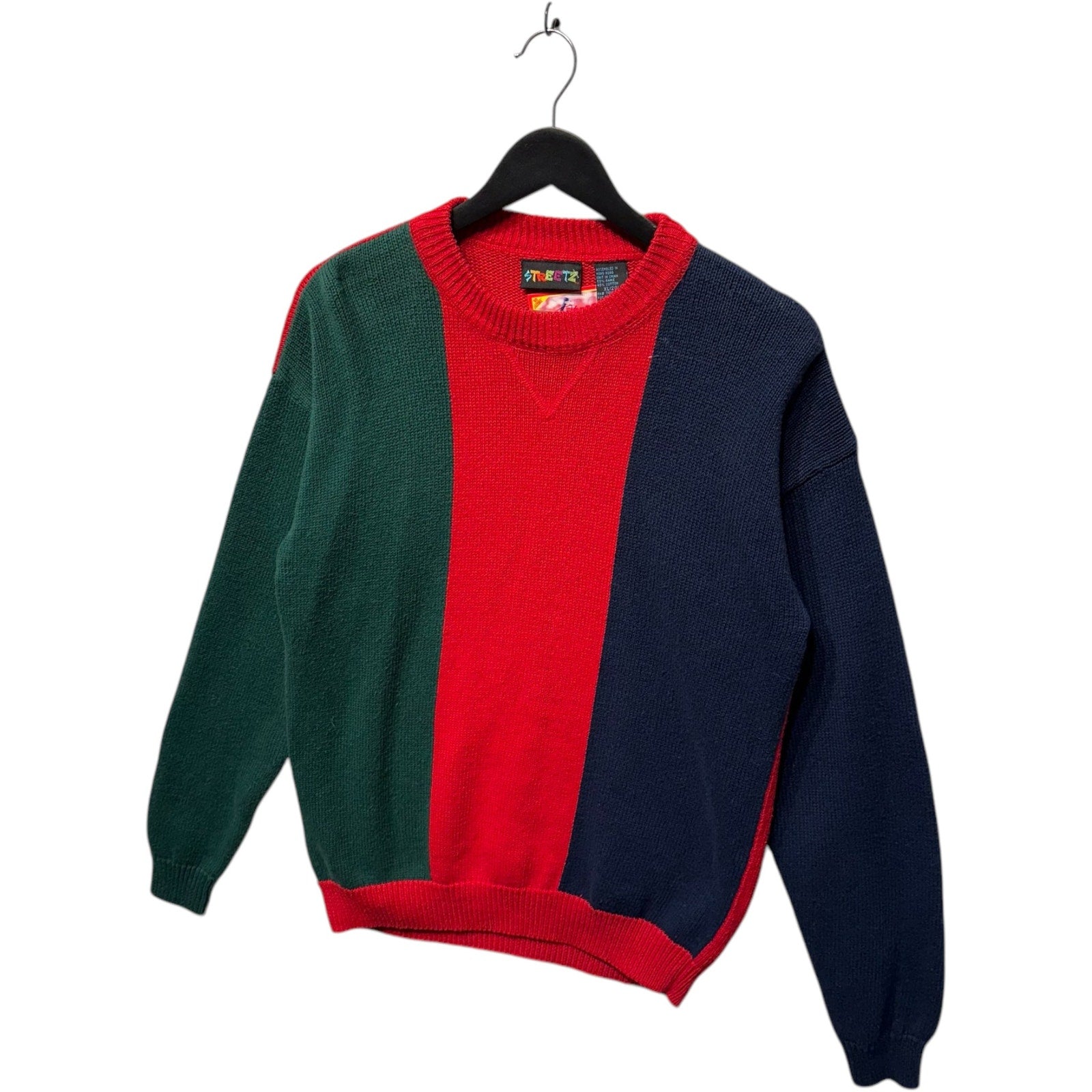 Vintage Color Block Knit Pullover Sweater