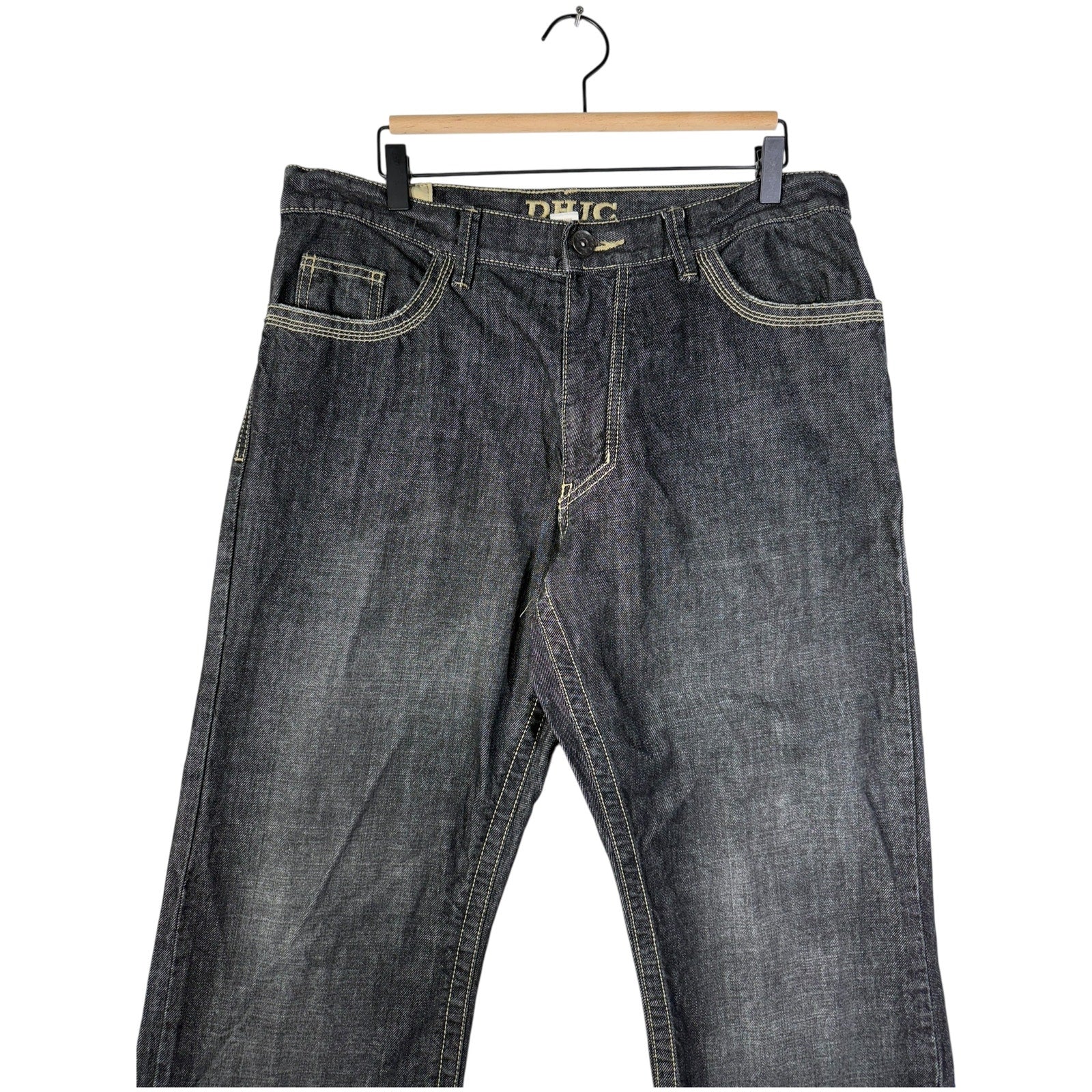 Vintage DHJC Tribal Embroidered Straight Leg Denim Jeans 36x27