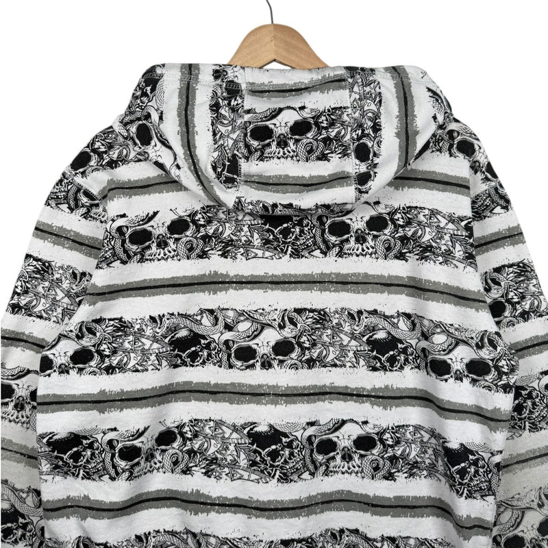 Vintage Skull Stripe Graphic Full Zip Hoodie
