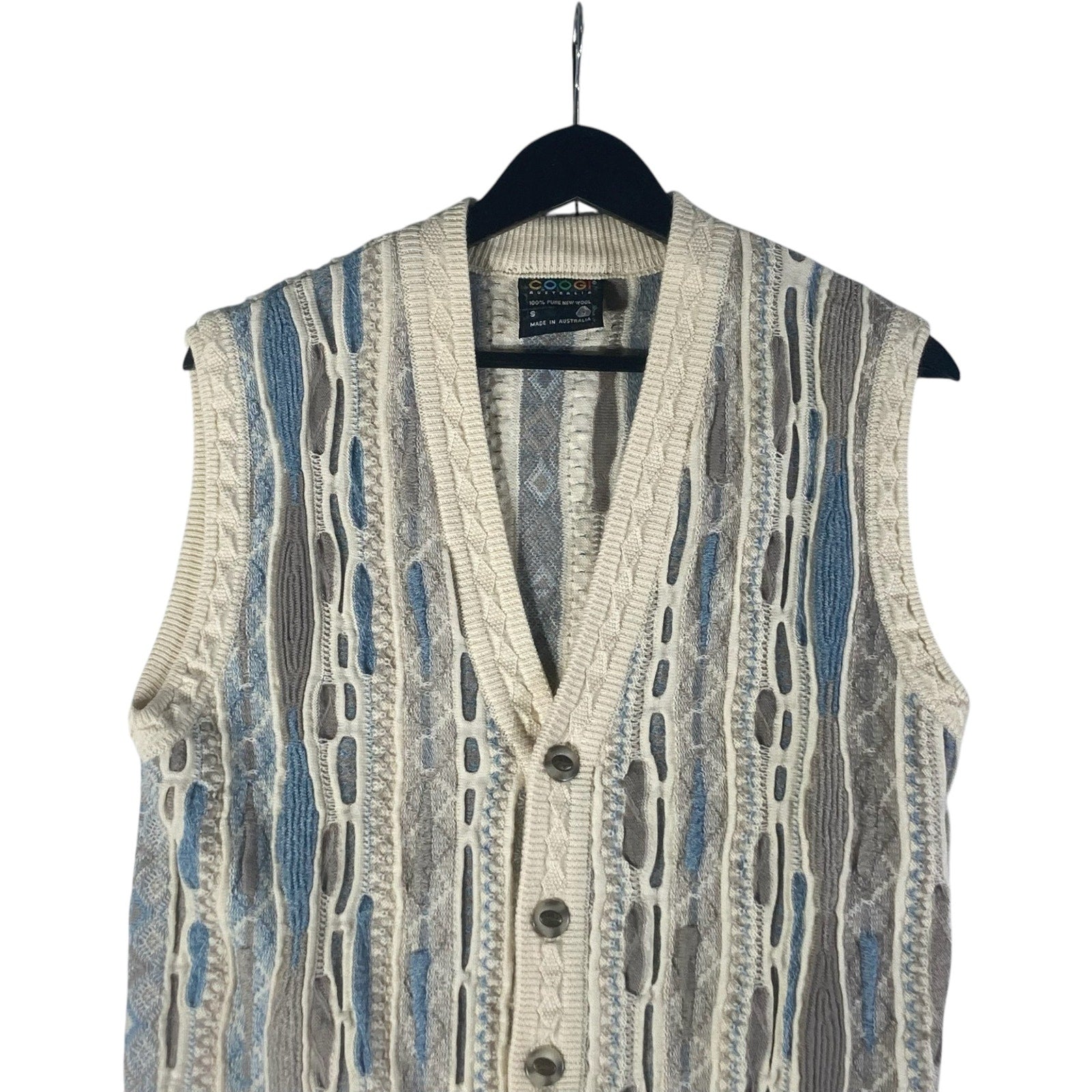 Vintage Coogi 3D Patterned Button Wool Sweater Vest