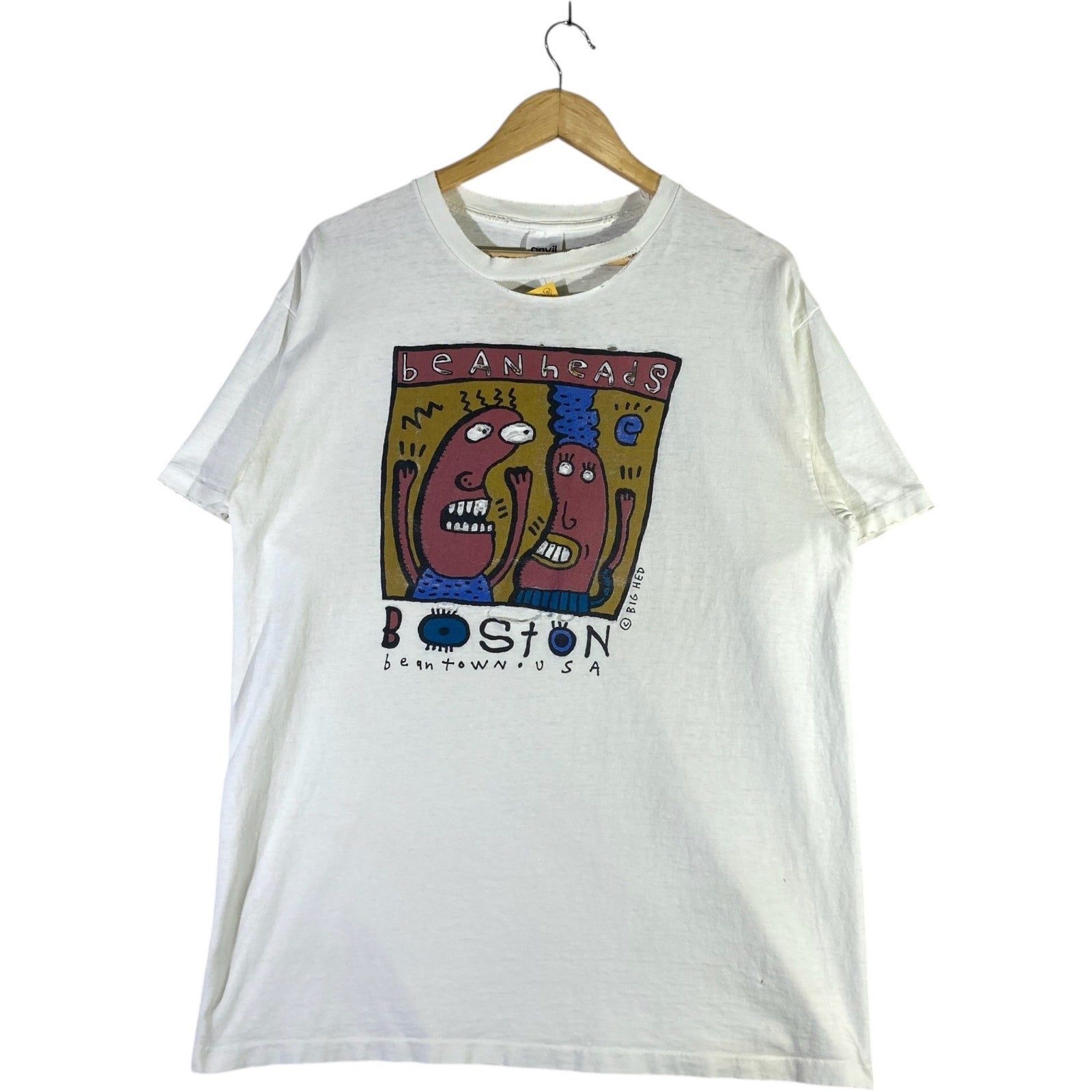 Vintage Boston Beanheads Beantown Cartoon Souvenir Tee
