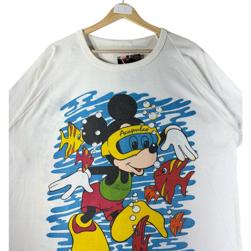 Vintage Disney Mickey Mouse Snorkeling Graphic T-Shirt