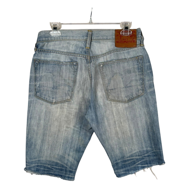 Vintage Evisu Distressed Raw Hem Denim Shorts 32