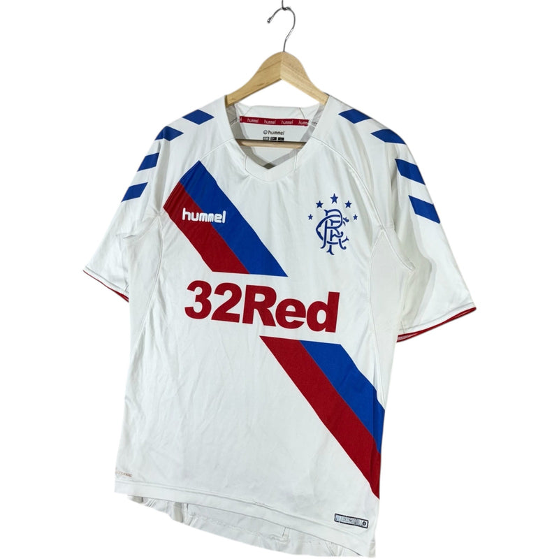 Vintage Hummel Rangers FC 32 Red Spellout Soccer Jersey