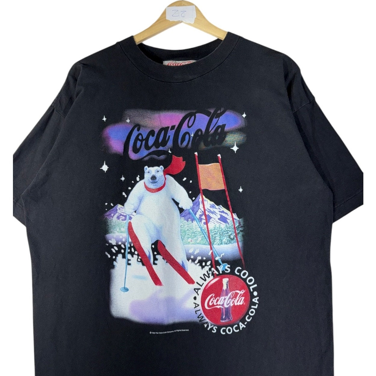 Vintage Coca-Cola Polar Bear Skiing Graphic T-Shirt