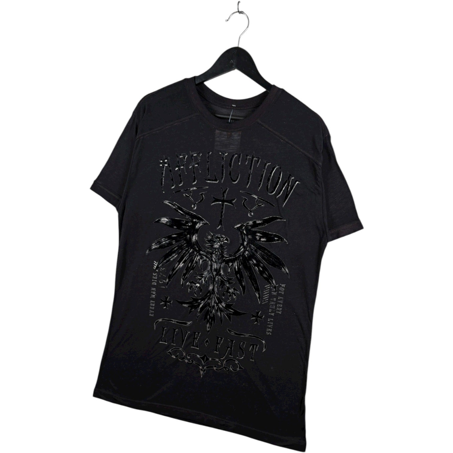 Vintage Affliction Live Fast Monochrome Print T-Shirt