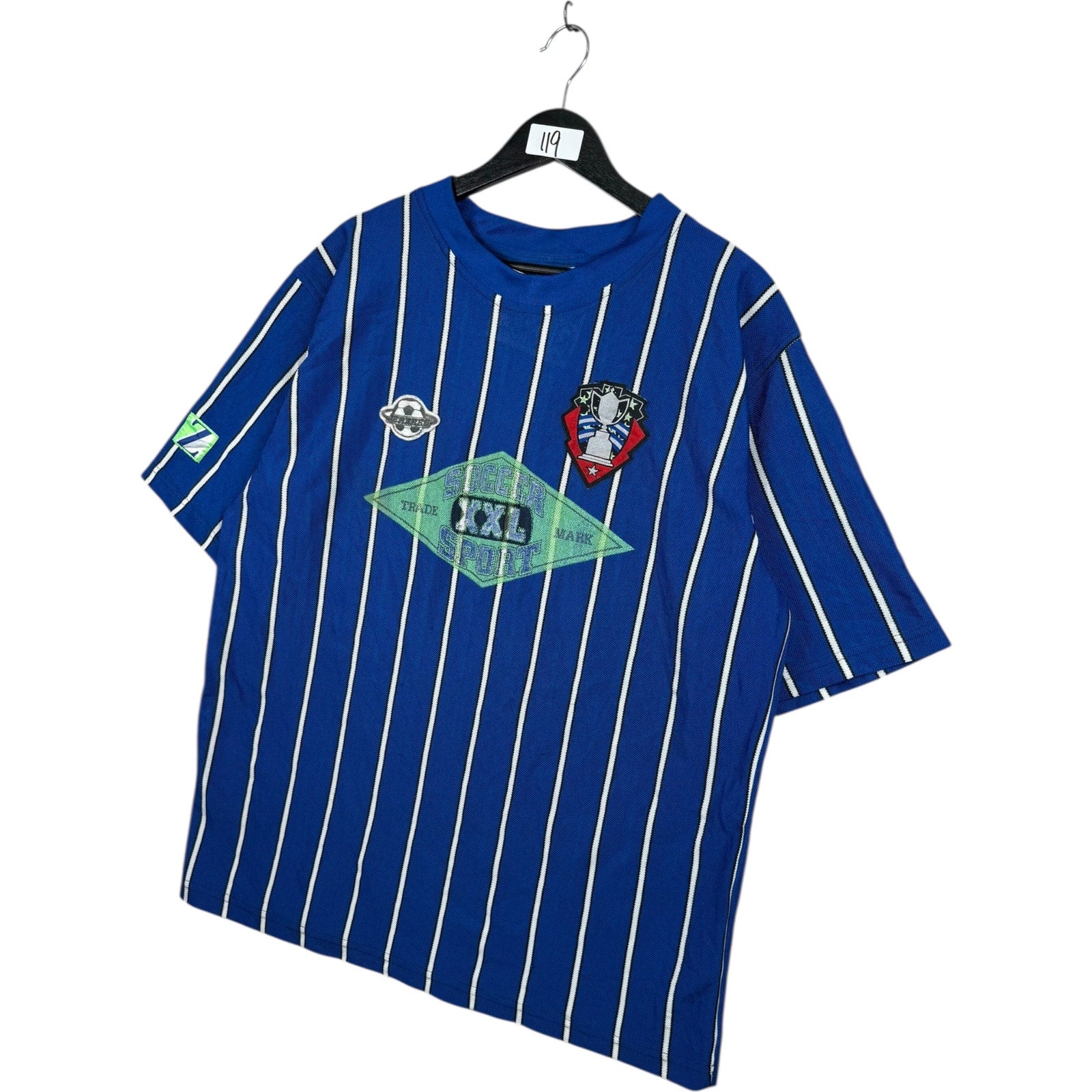 Vintage Jerzees Sport Soccer Athletic Striped T-Shirt