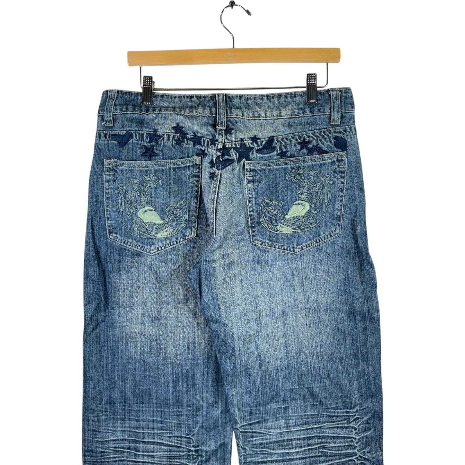 Y2K Cinque Embroidered Wide Leg Denim Jeans 36/50