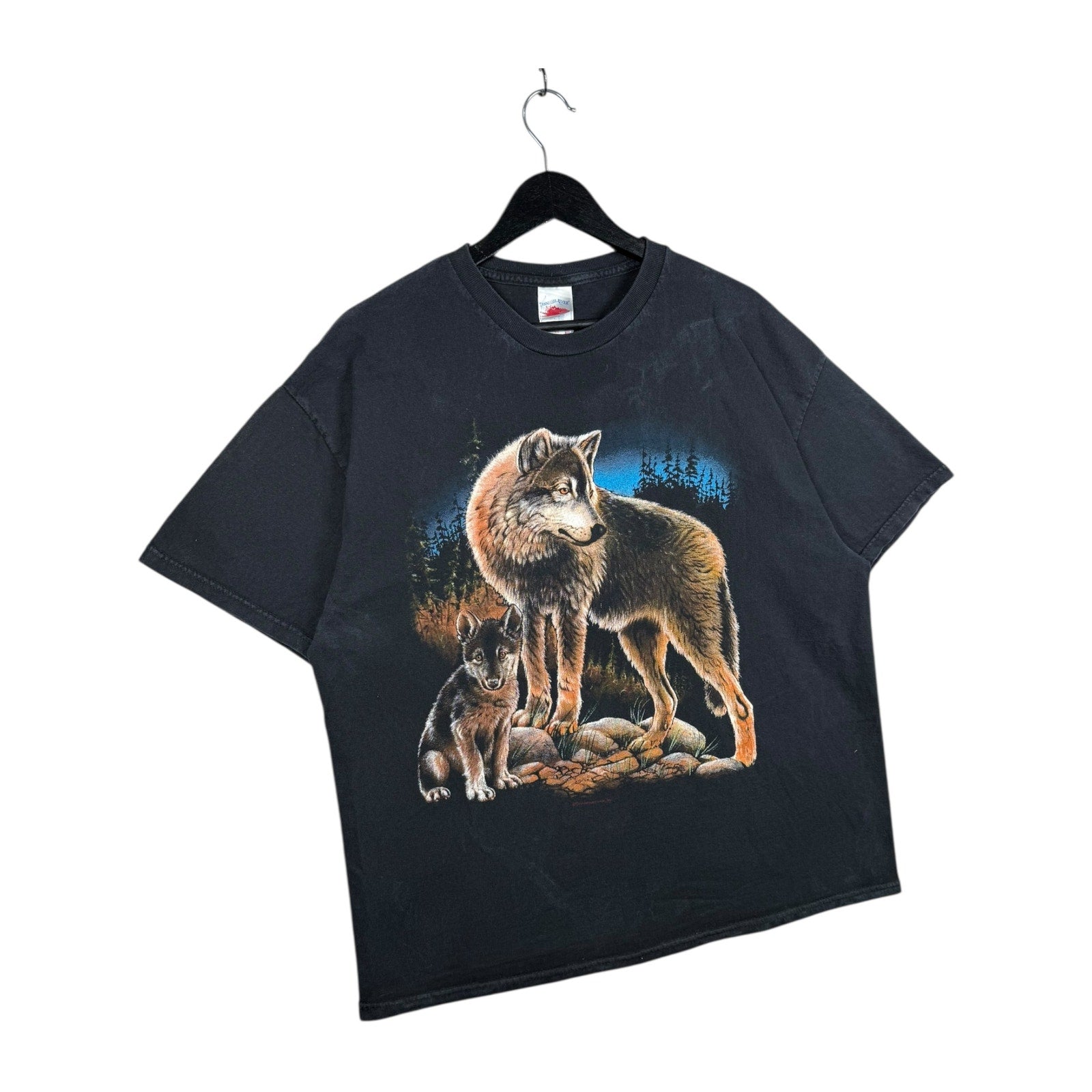 Vintage Wolf and Pup Nature Graphic T-Shirt