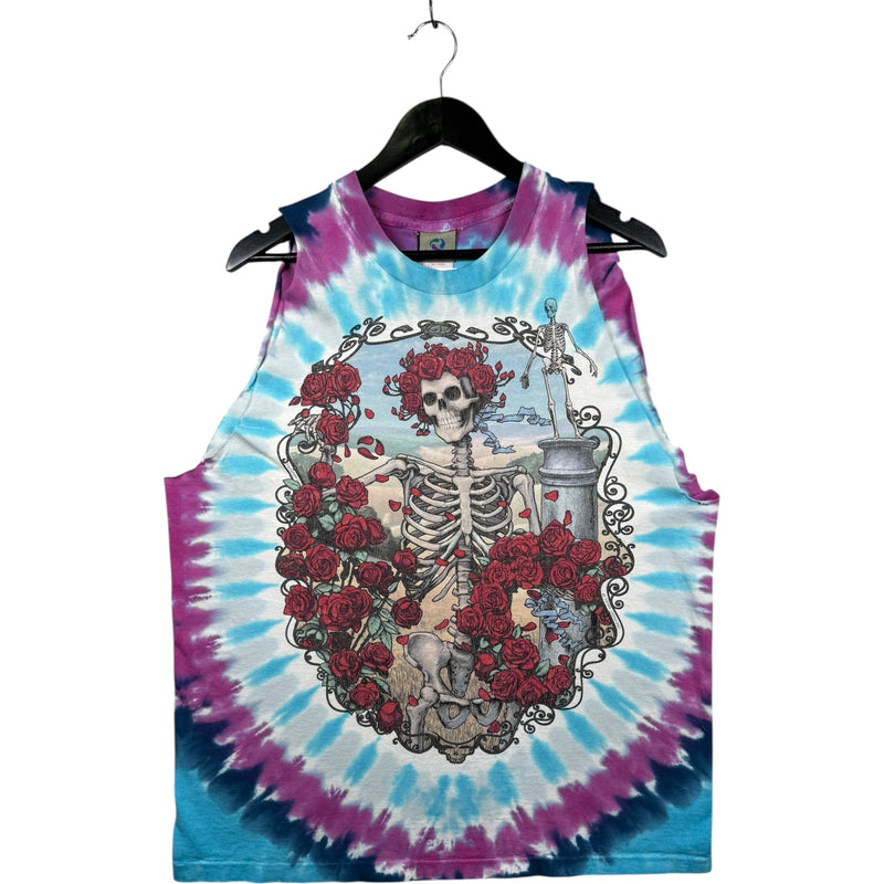 Vintage Skeleton Roses Graphic Tie Dye Tank Top