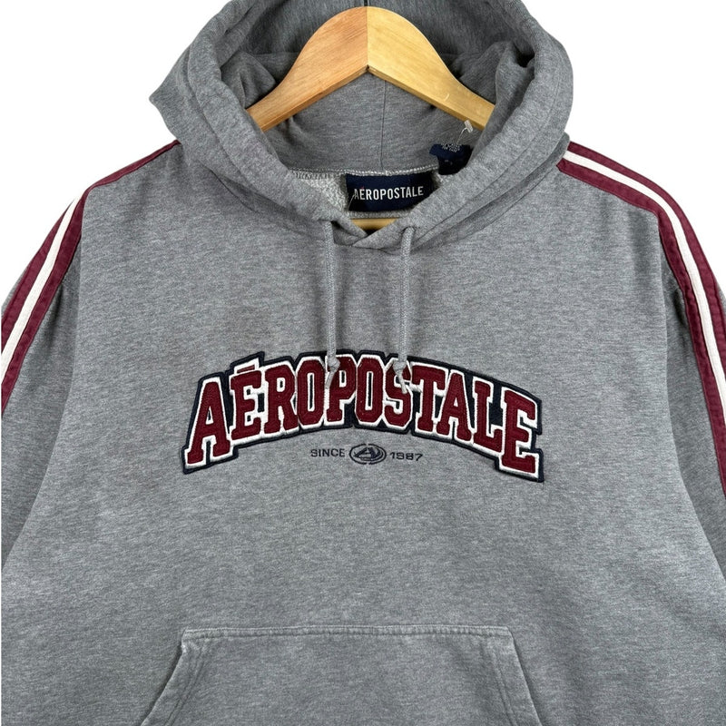 Vintage Aeropostale Collegiate Logo Stripe Sleeve Hoodie