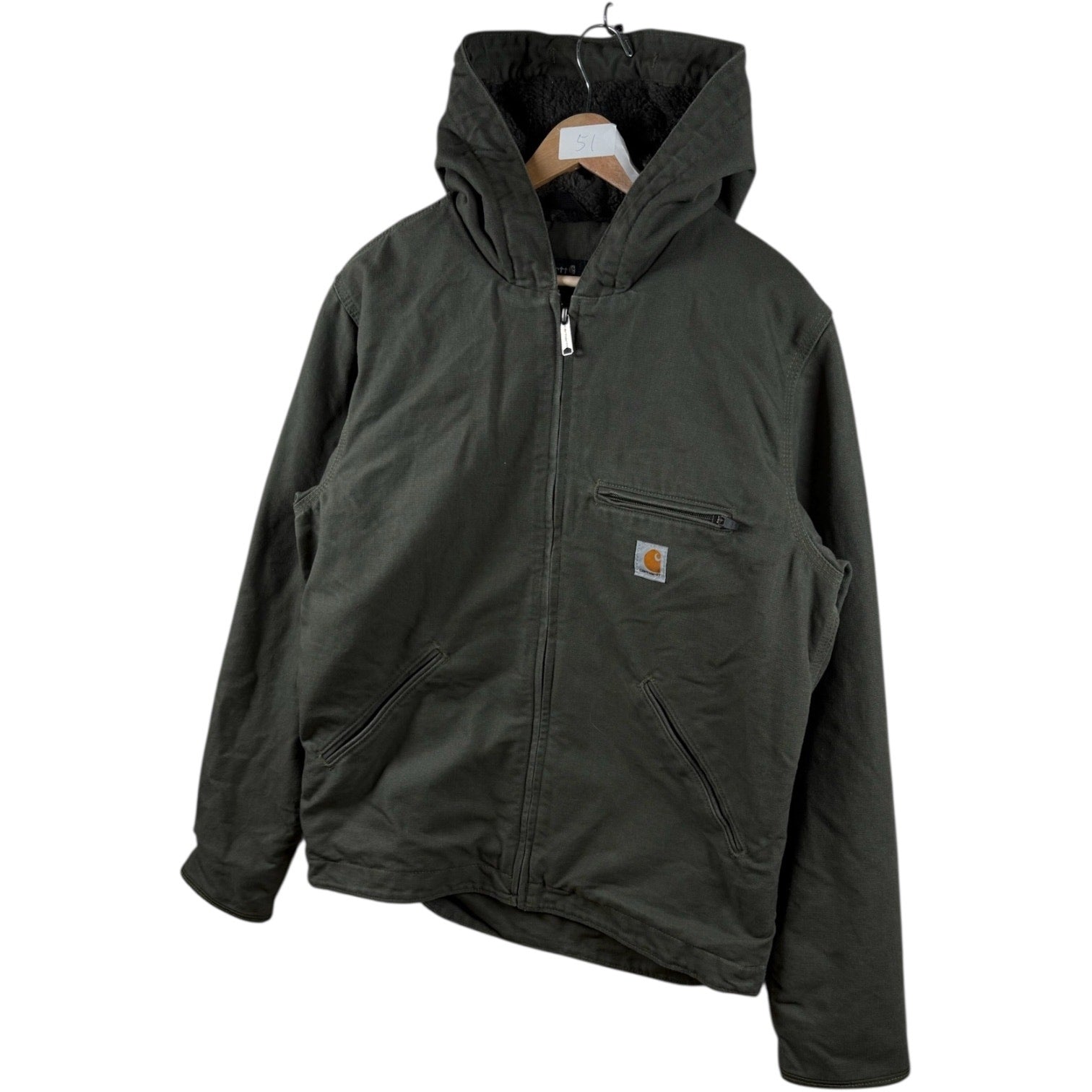 Vintage Carhartt Sherpa Lined Full Zip Hooded Workwear Jacket