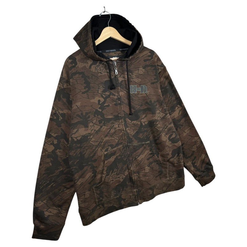 Vintage Harley Davidson Camo Full Zip Hoodie