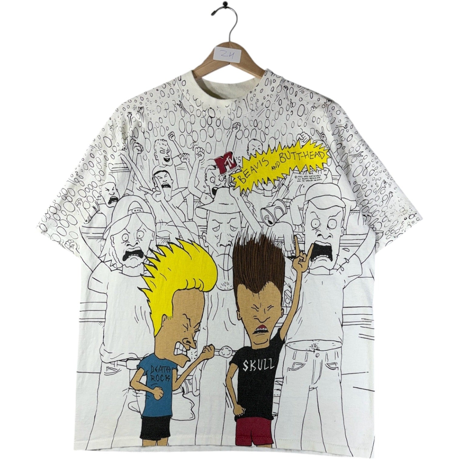 Vintage Beavis and Butt Head All Over Print Graphic T-Shirt