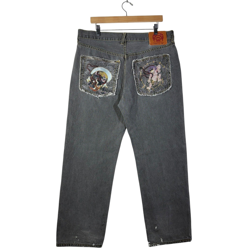 Vintage RMC Embroidered Straight Leg Denim Jeans 37x31