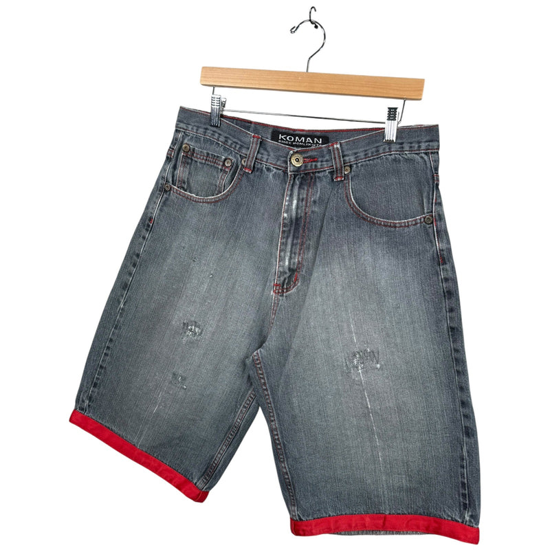 Vintage Distressed Straight Leg Jean Denim Shorts 34