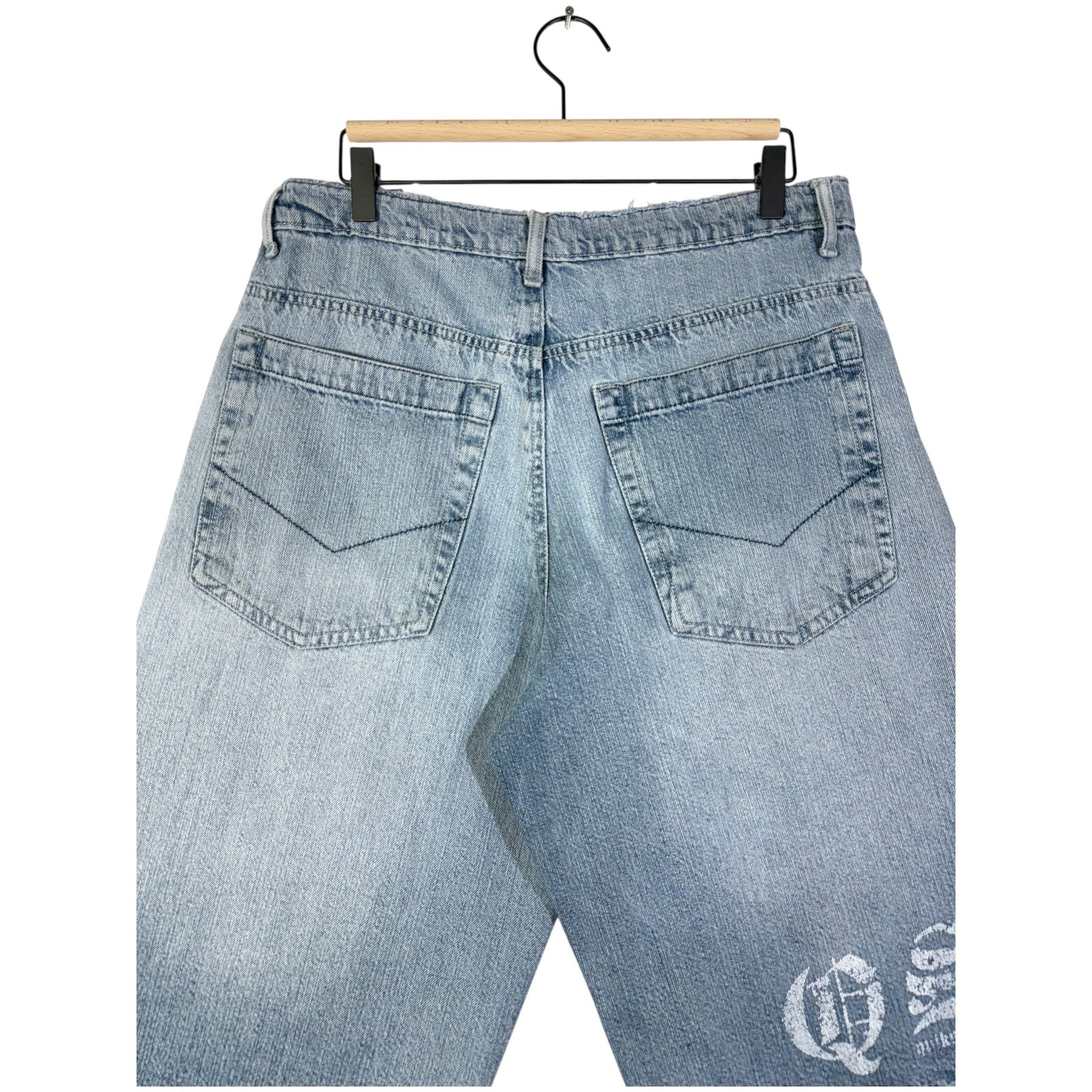 Vintage Straight Leg Printed Bermuda Denim Shorts