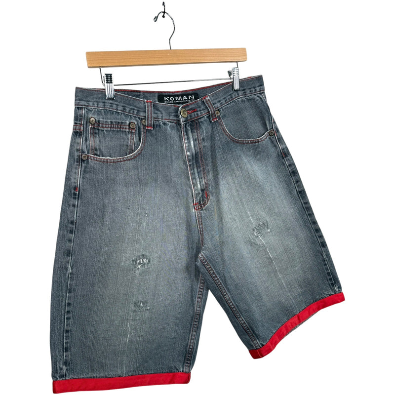 Vintage Distressed Straight Leg Jean Denim Shorts 34