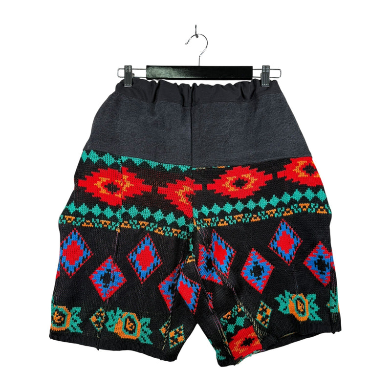 Vintage Aztec Patterned Knit Chino Shorts 34
