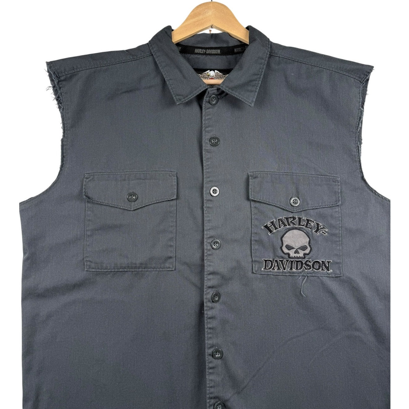 Vintage Biker Harley-Davidson Embroidered Skull Vest