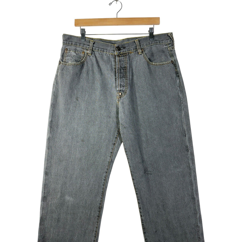 Vintage RMC Embroidered Straight Leg Denim Jeans 37x31