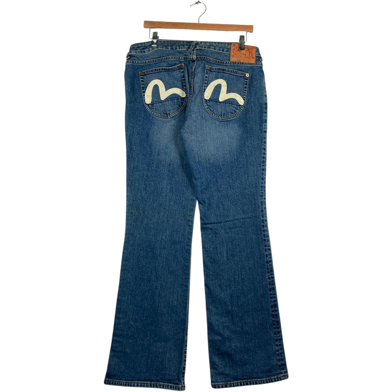 Vintage Evisu Medium Wash Flared Denim Jeans 34