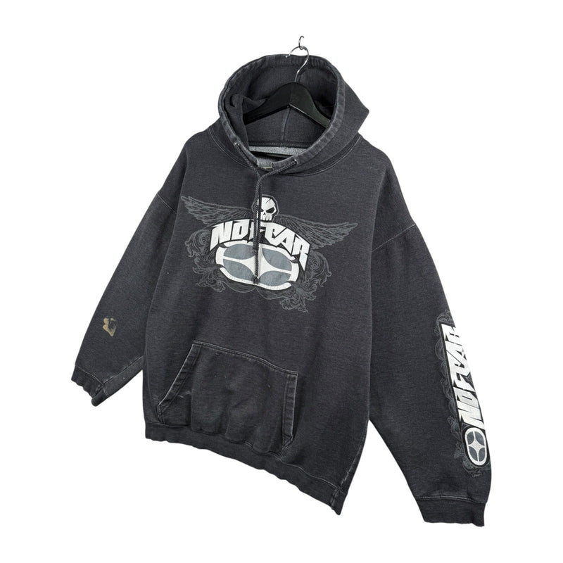Vintage No Fear Skull Wings Graphic Pullover Hoodie
