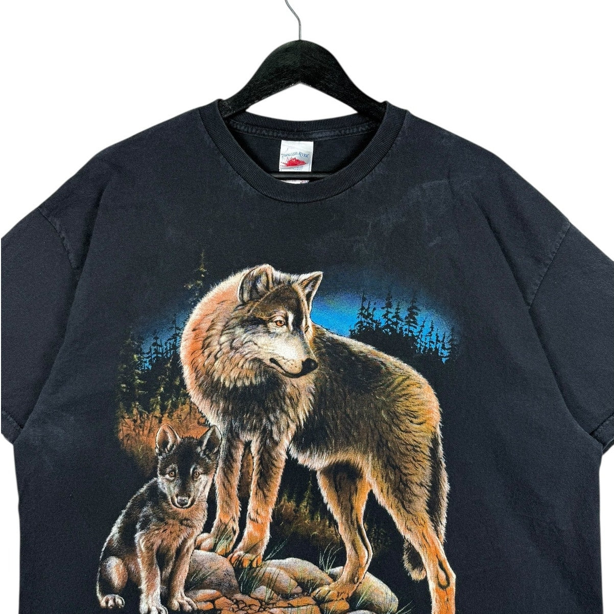 Vintage Wolf and Pup Nature Graphic T-Shirt