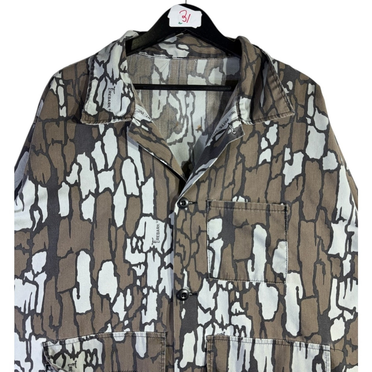 Vintage Tree Bark Camo Long Sleeve Button Up Jacket