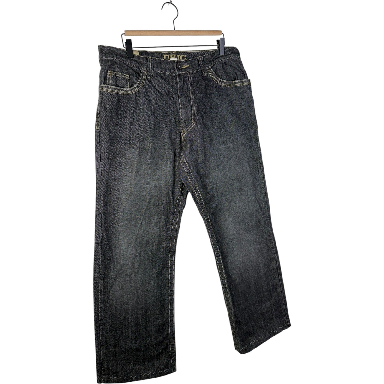 Vintage DHJC Tribal Embroidered Straight Leg Denim Jeans 36x27